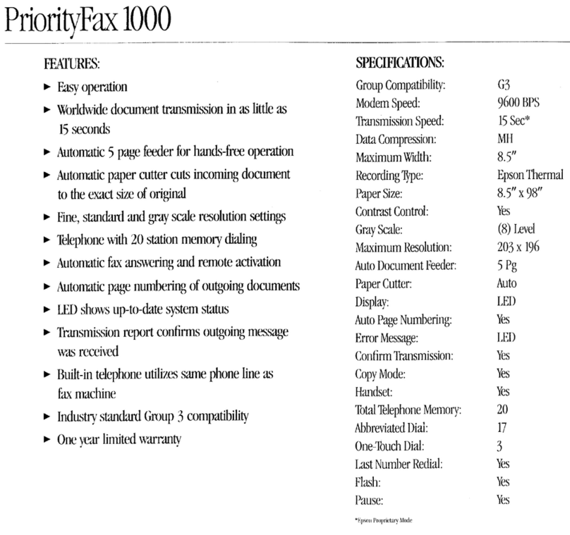 Epson PriorityFax 1000 User manual