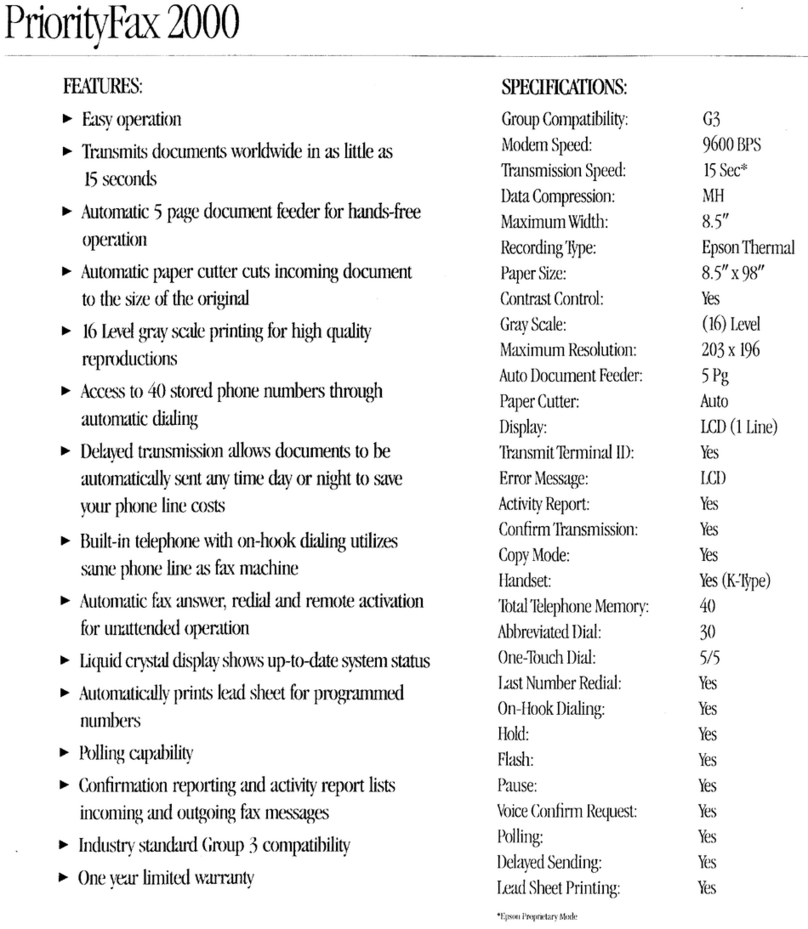 Epson PriorityFAX 2000 User manual