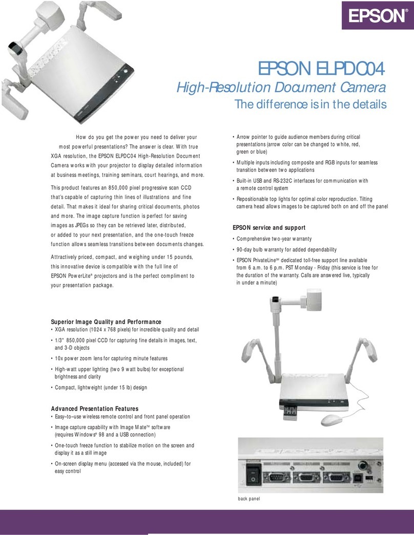 Epson ELPDC04 High Resolution Document Camera Specifications