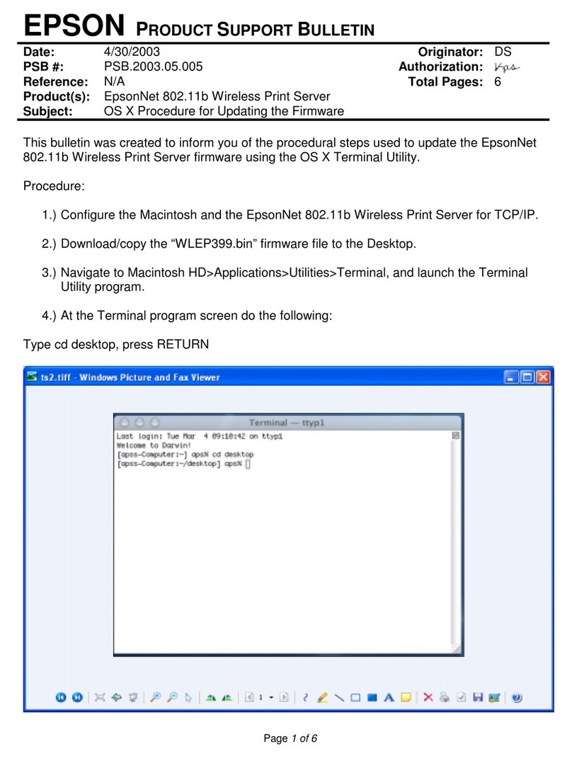 Epson EpsonNet 802.11b Dimensions