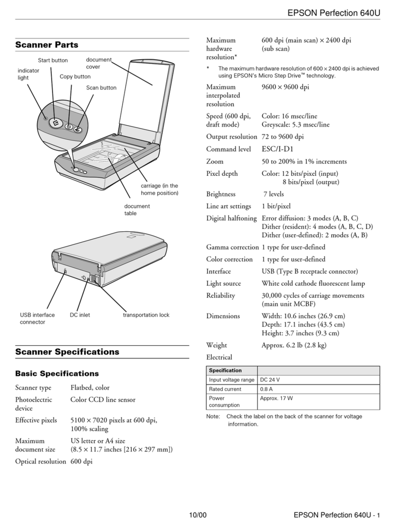 Epson Perfection 640U Series Product information guide