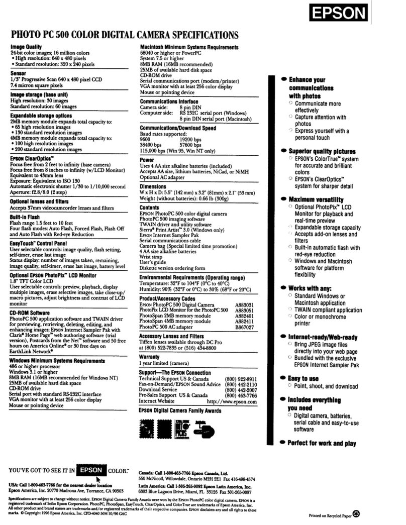 Epson PhotoPC 500 User manual