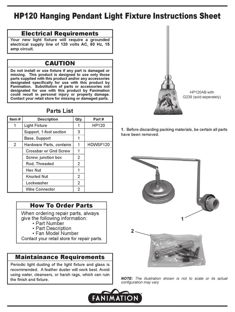 Fanimation HP120 instruction sheet
