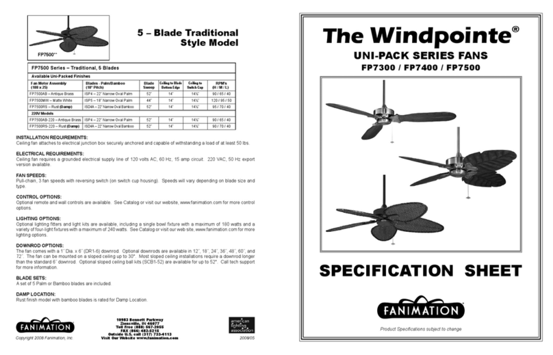 Fanimation Windpointe FP7300 Specification sheet Fanimation Windpointe FP7300 Specification sheet