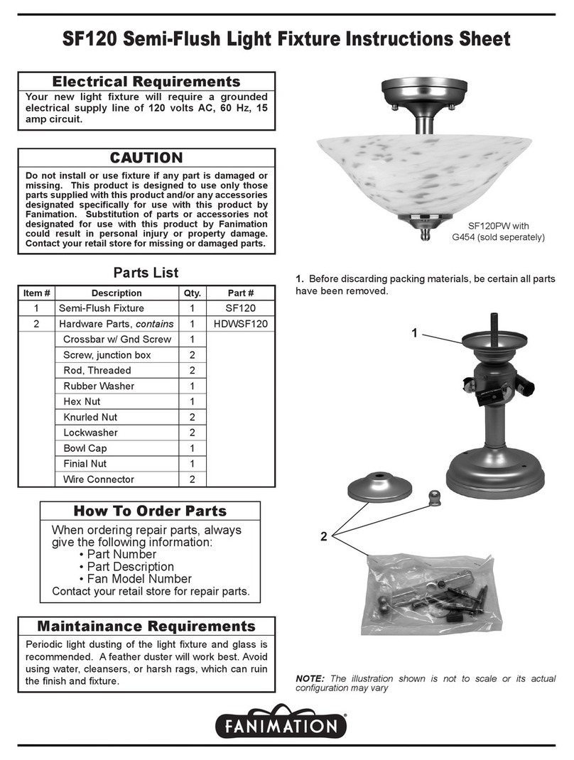 Fanimation SF120 instruction sheet