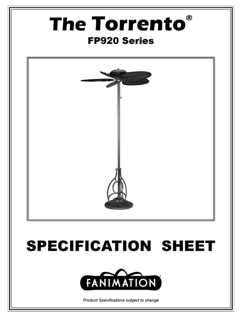 Fanimation Torrento FP920 Series Specification sheet Fanimation Torrento FP920 Series Specification sheet