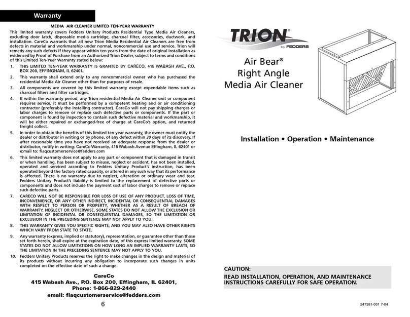 Fedders Air Bear Right Angle Installation and operation manual