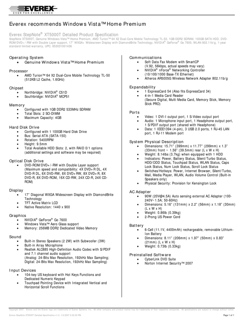 Everex StepNote XT5000T User manual Everex StepNote XT5000T User manual