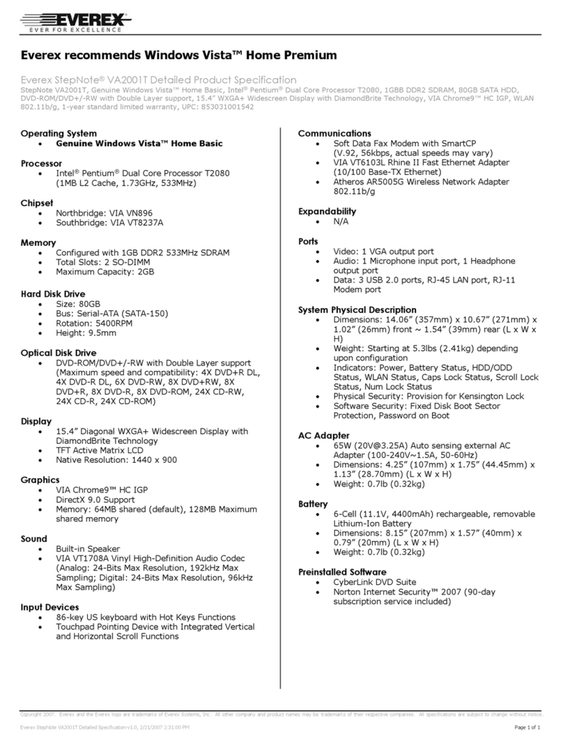 Everex StepNote VA2001T User manual Everex StepNote VA2001T User manual