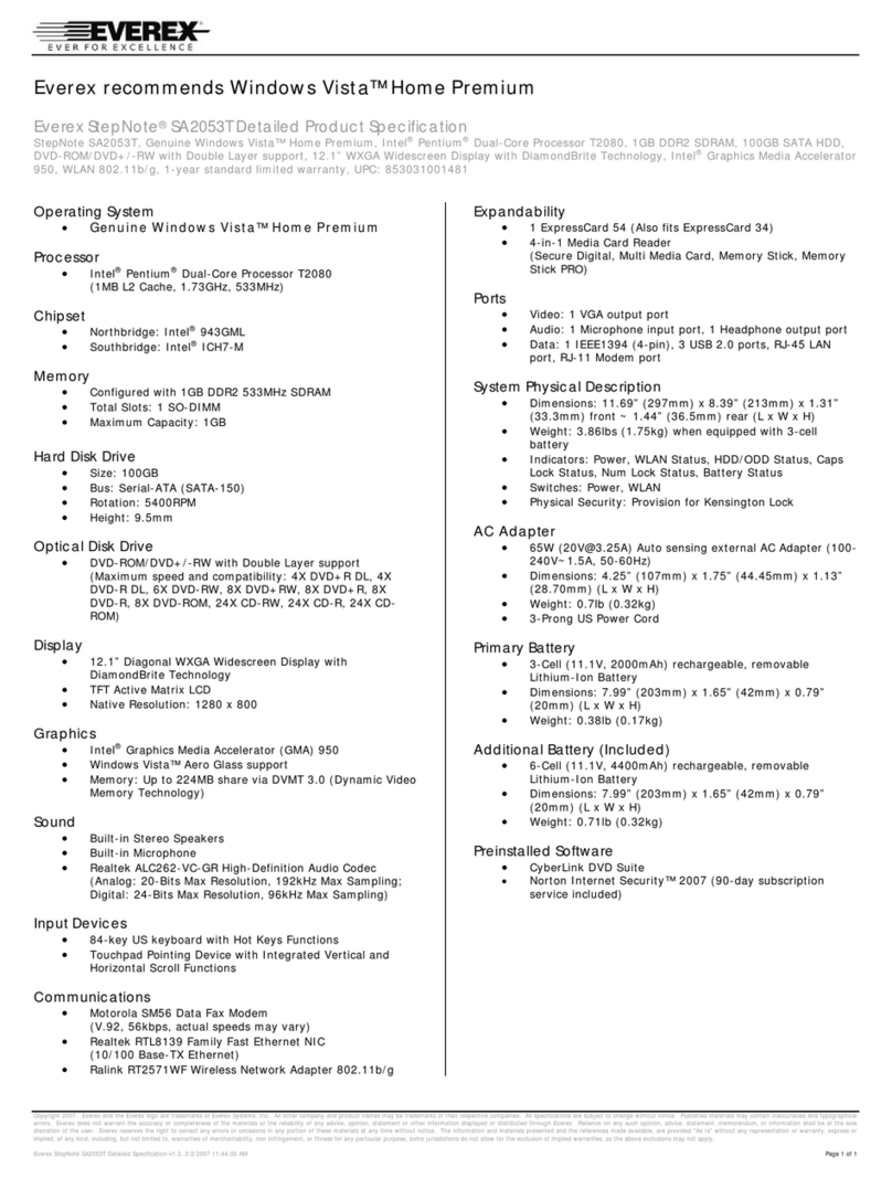 Everex StepNote SA2053T User manual Everex StepNote SA2053T User manual