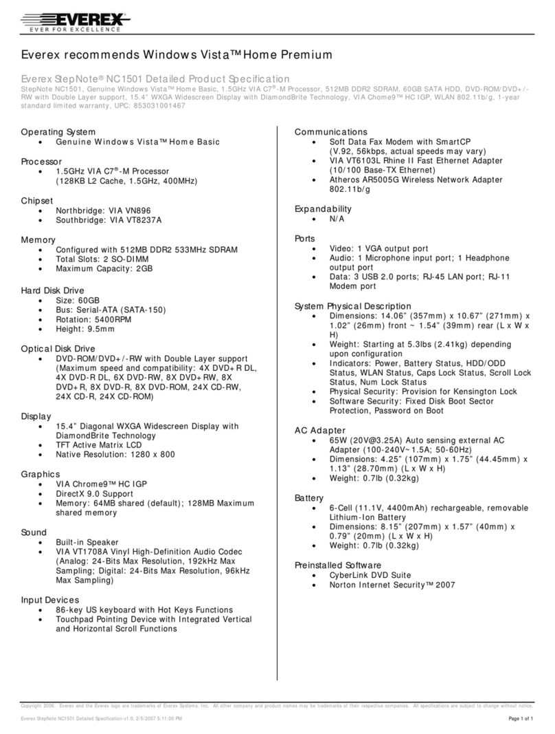 Everex StepNote NC1501 User manual Everex StepNote NC1501 User manual