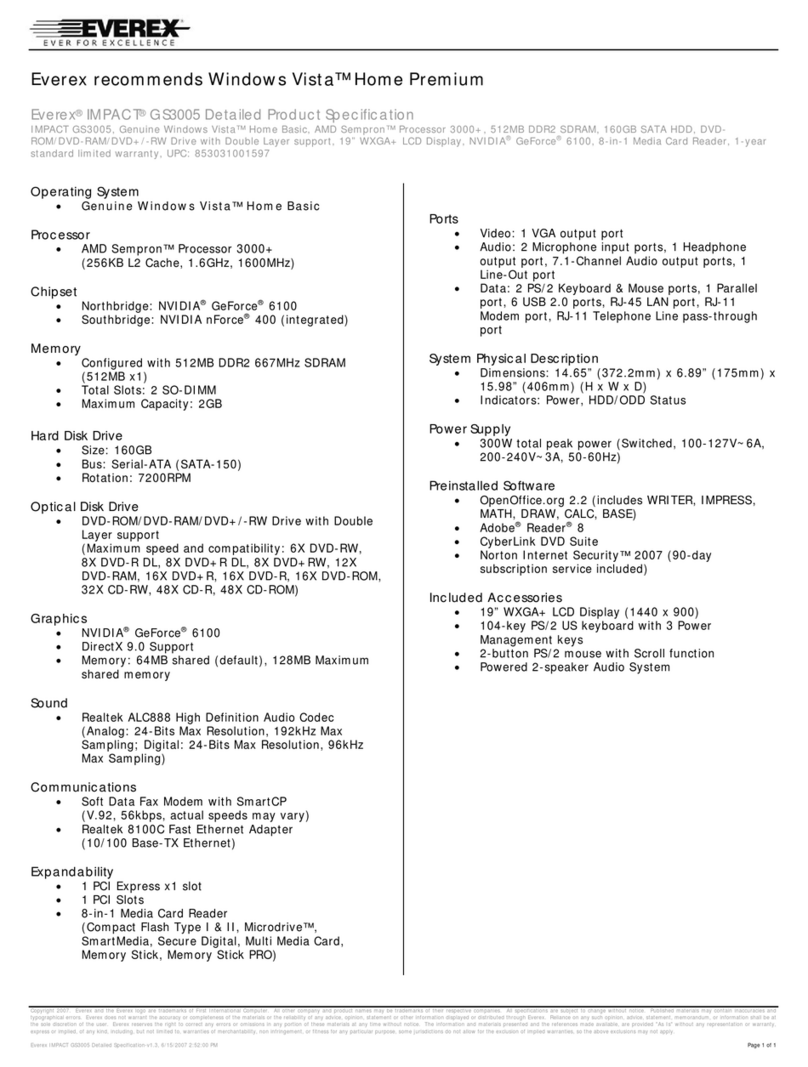 Everex Impact GS3005 Specifications