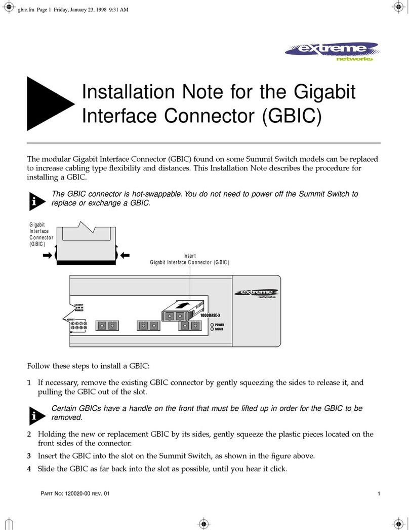 Extreme Networks GBIC Installation and operation manual Extreme Networks GBIC Installation and operation manual