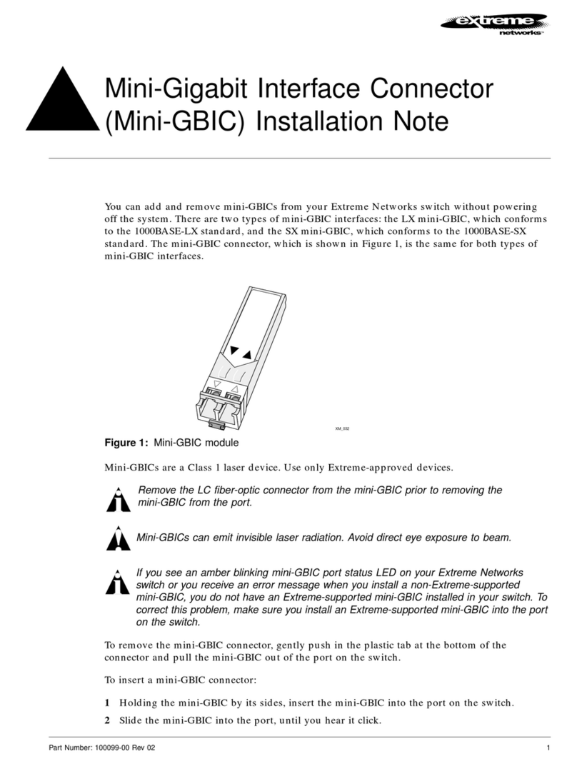 Extreme Networks Mini-GBIC Installation and operation manual Extreme Networks Mini-GBIC Installation and operation manual