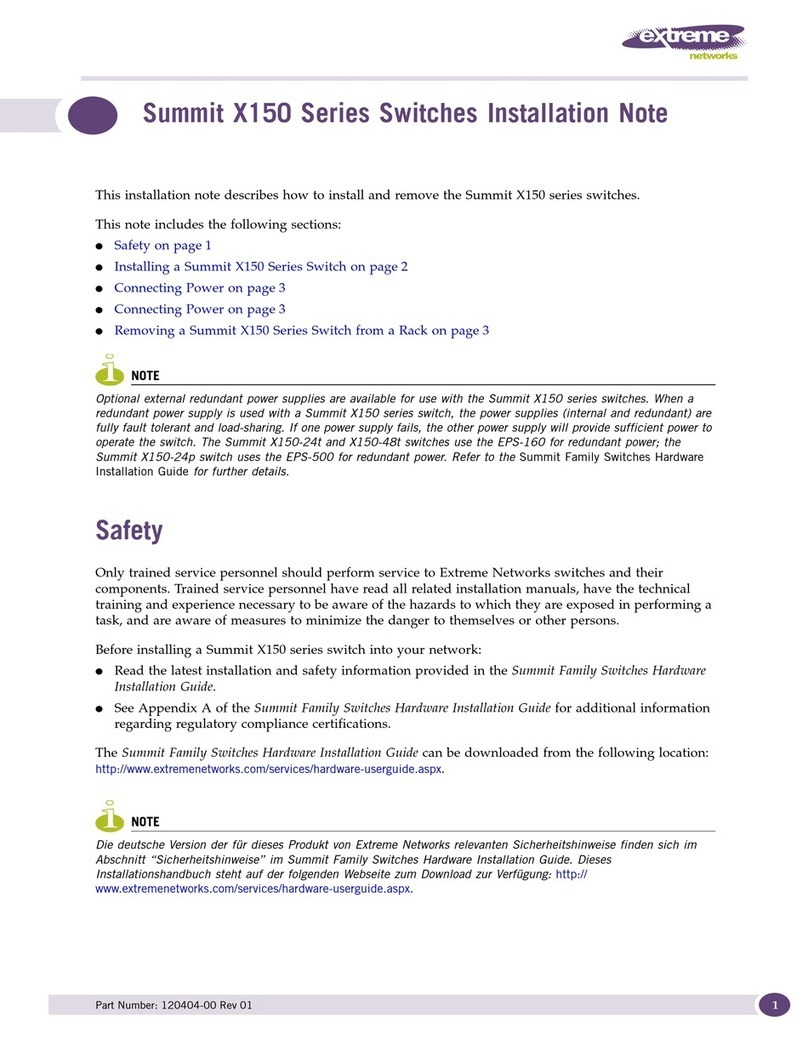 Extreme Networks Summit X150 Series Installation note Extreme Networks Summit X150 Series Installation note
