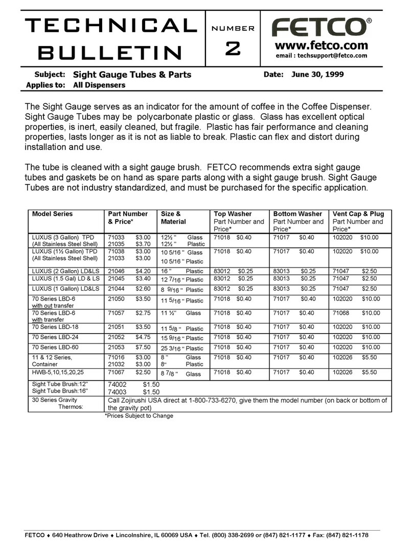 Fetco HWB-10 Technical bulletin Fetco HWB-10 Technical bulletin