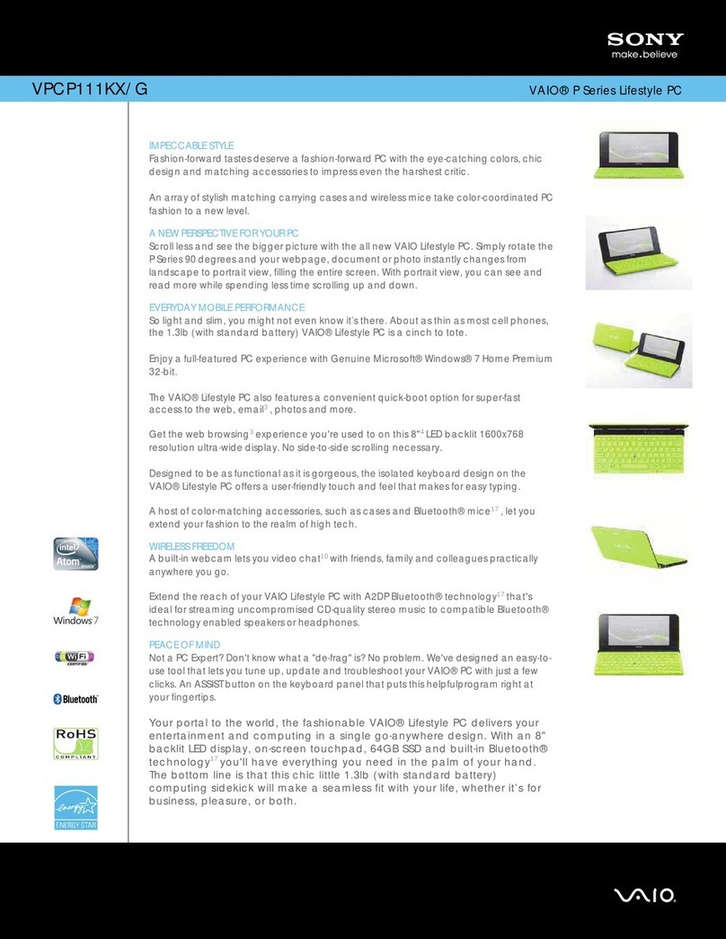 Sony VAIO VPCP111KX/G User manual