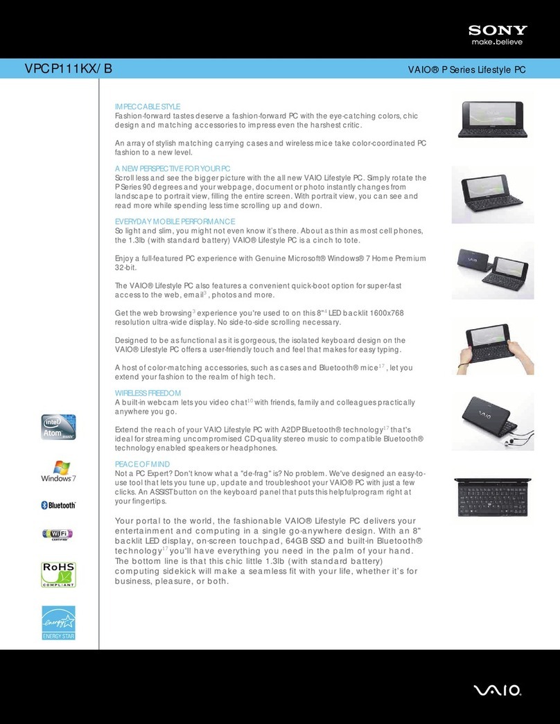 Sony VAIO VPCP111KX/B Specifications