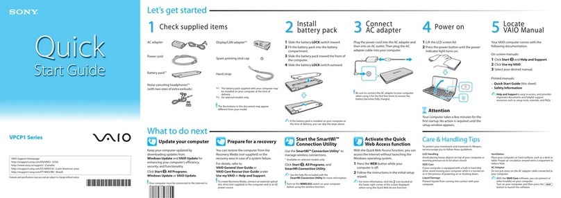 Sony VPCP111KX quick start guide