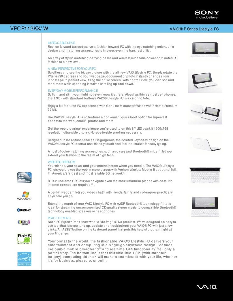 Sony VAIO VPCP112KX/W User manual