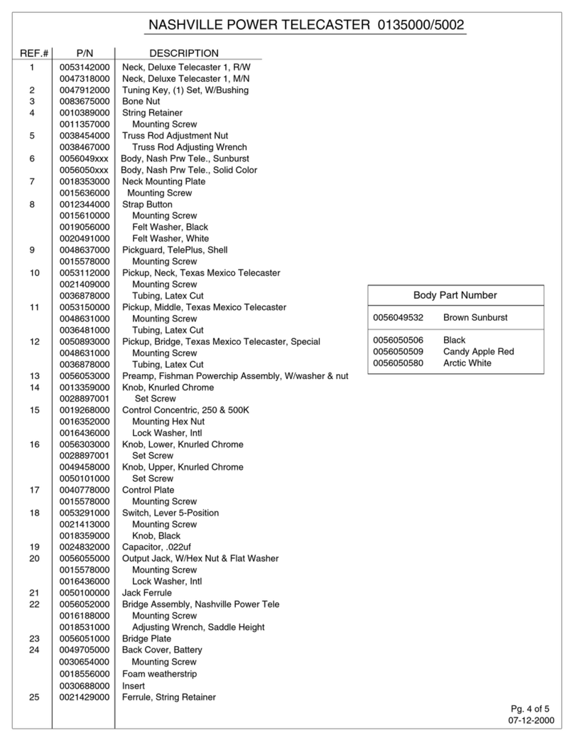 Fender Nashville Power parts list