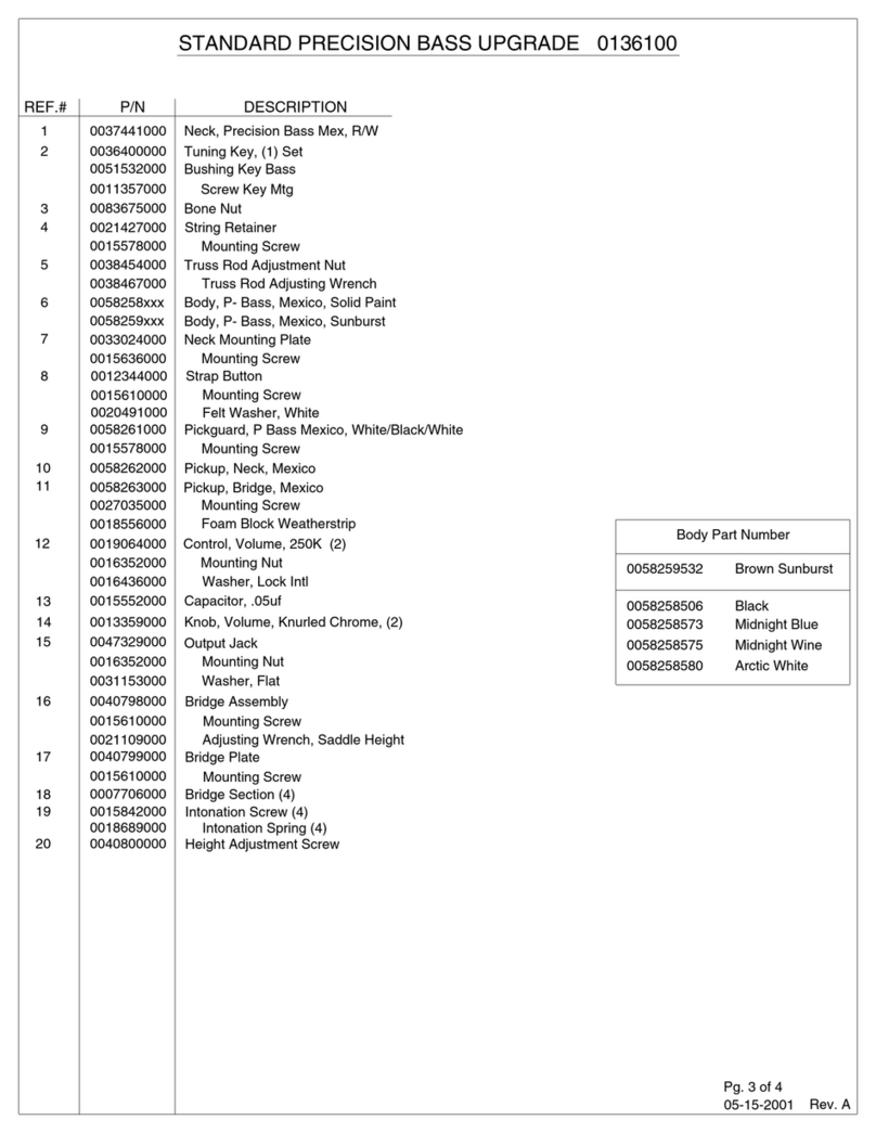 Fender Standard Precision Bass parts list