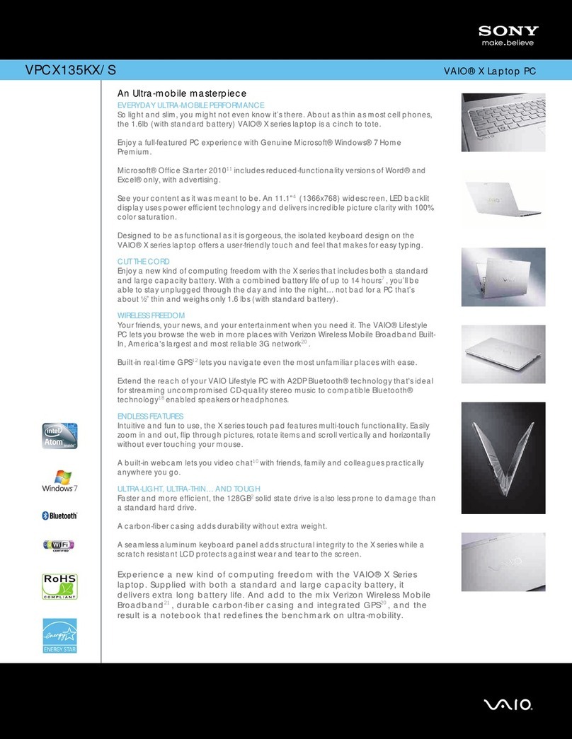 Sony VAIO VPCX135KX/S User manual