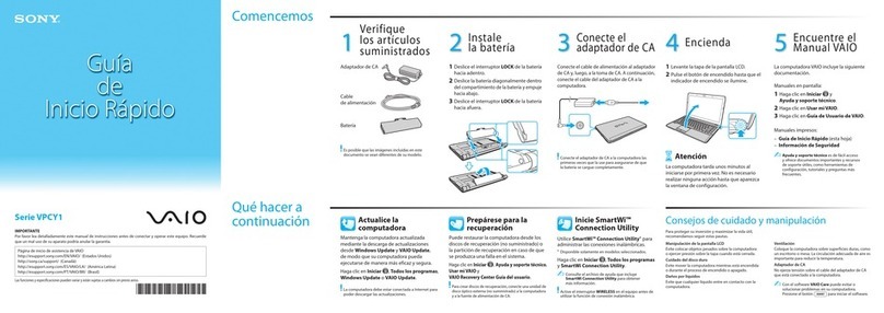 Sony VPCY115FX quick start guide