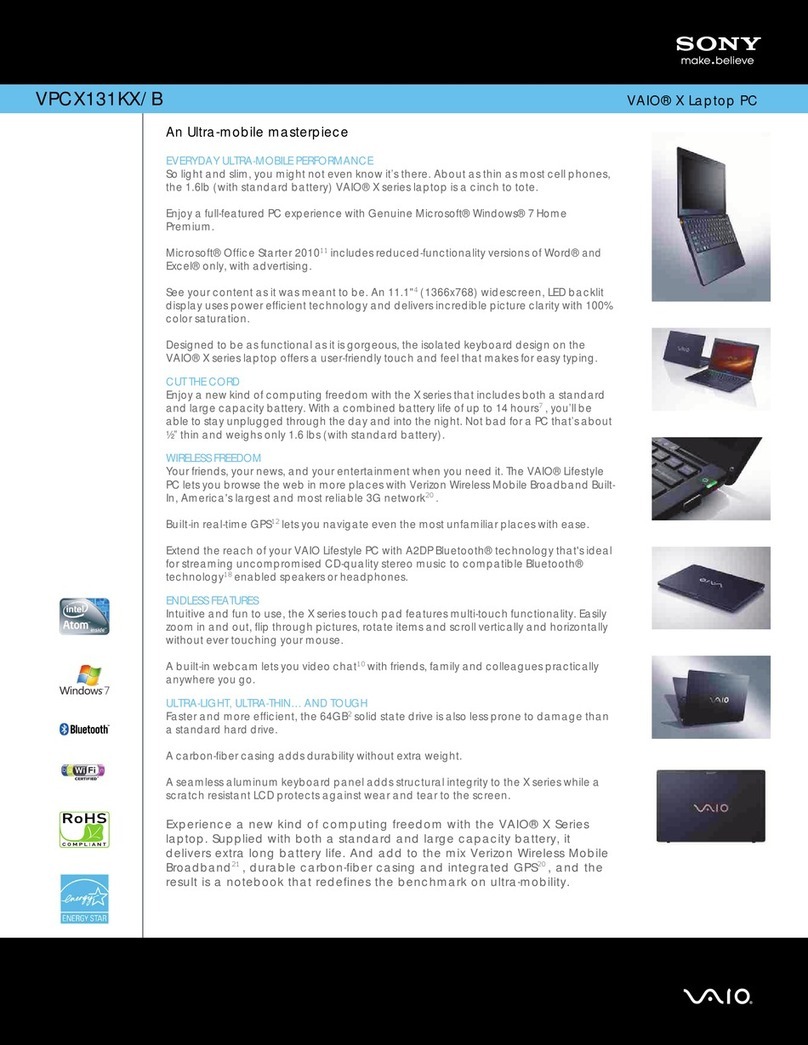 Sony VPCX131KX User manual