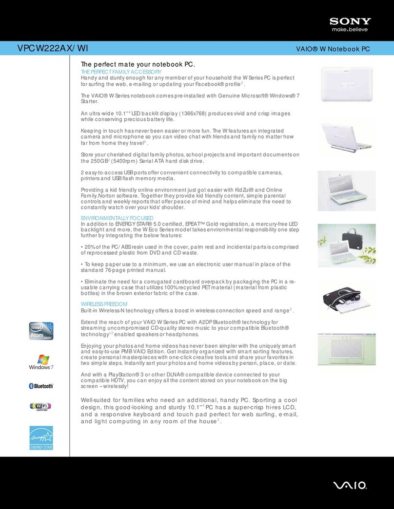 Sony VPCW222AX User manual