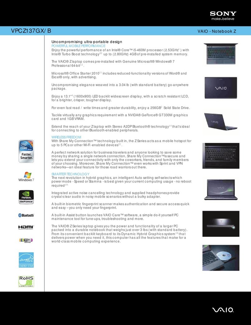 Sony VAIO VPCZ137GX/B User manual