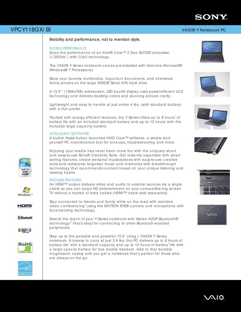 Sony VPCY118GX User manual