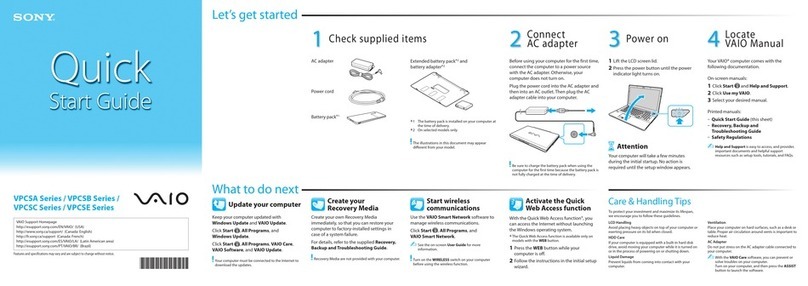 Sony VPCSA41FX quick start guide