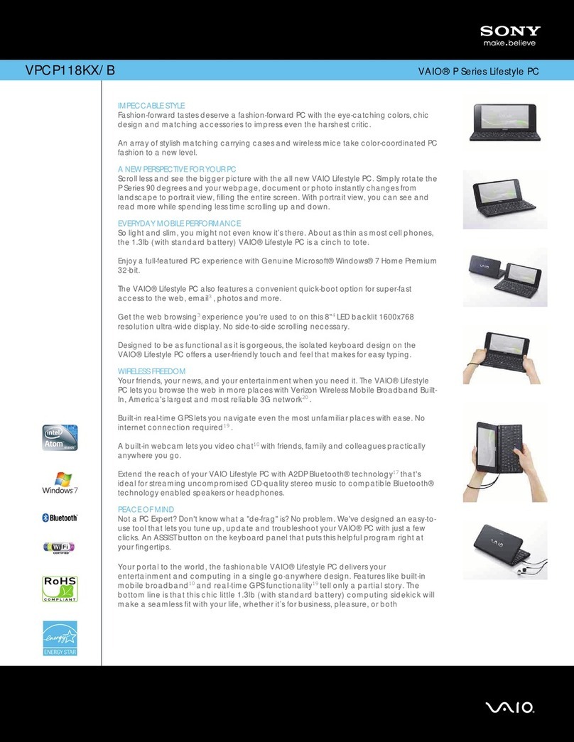 Sony VAIO VPCP118KX/B User manual