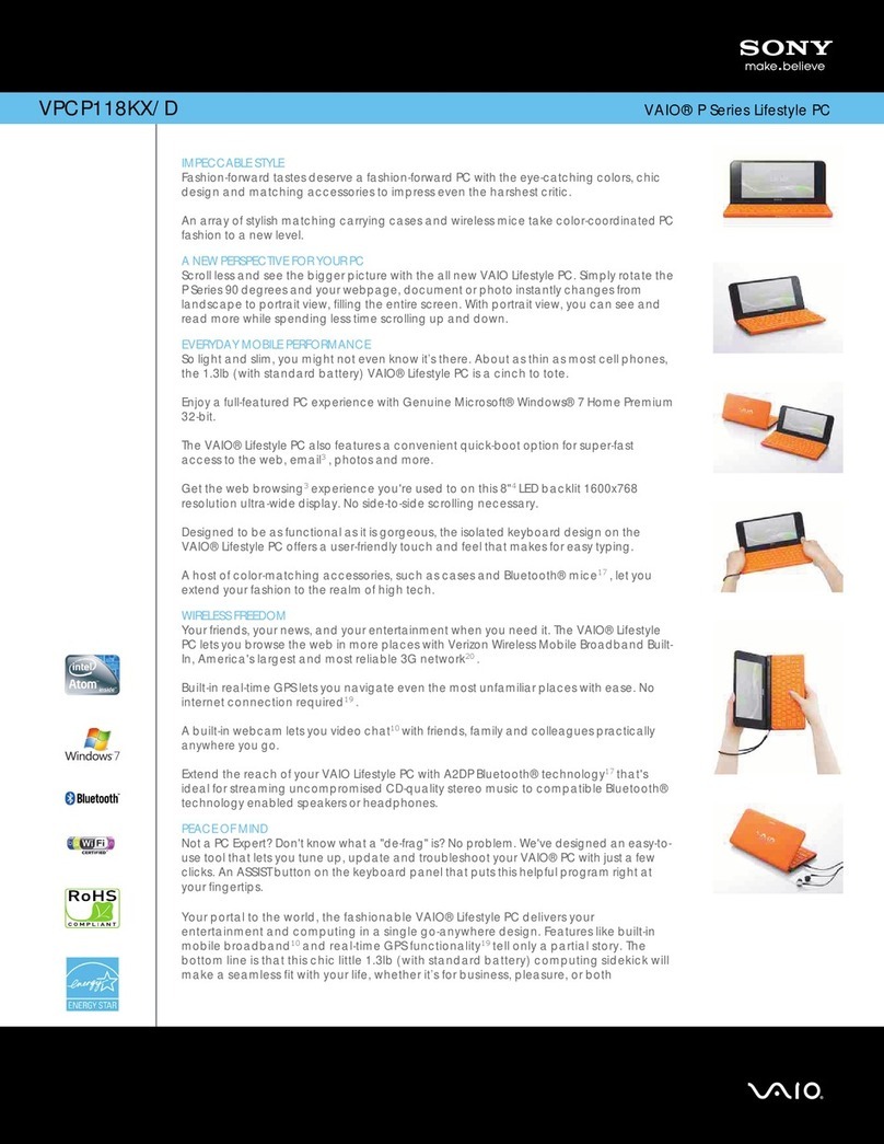 Sony VAIO VPCP118KX/D User manual