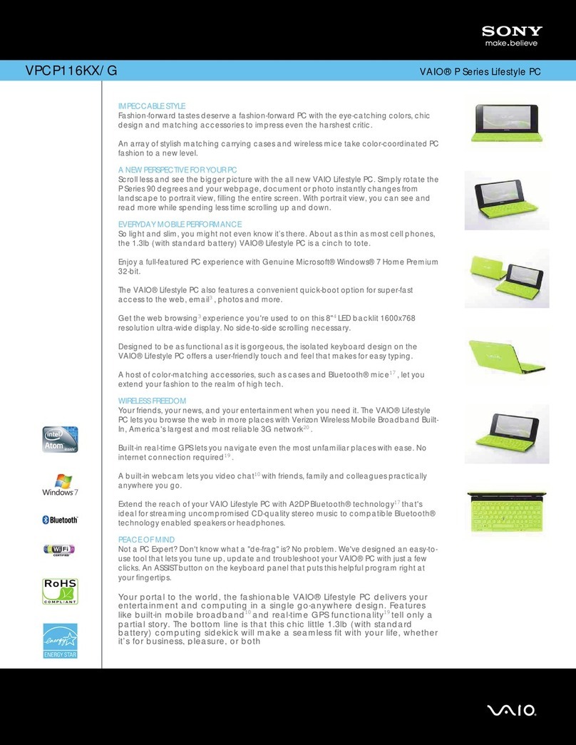 Sony VAIO VPCP116KX/G User manual
