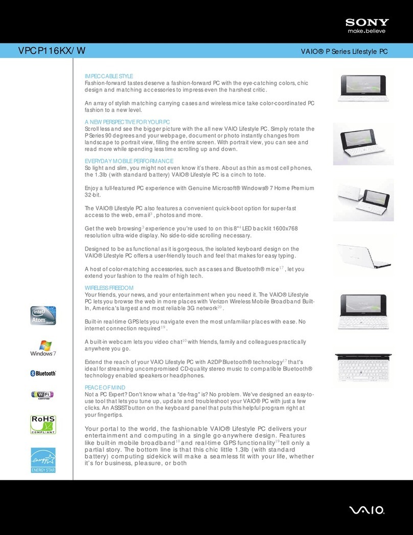 Sony VAIO VPCP116KX/W User manual
