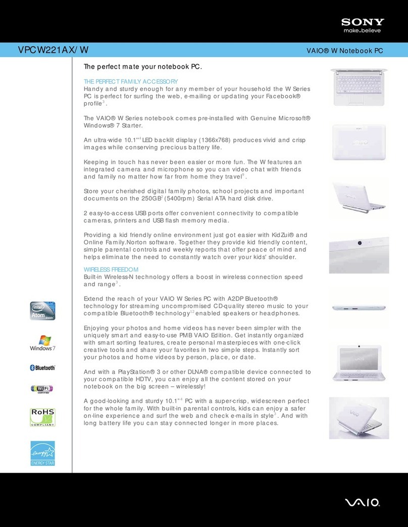 Sony VAIO VPCW221AX/W User manual
