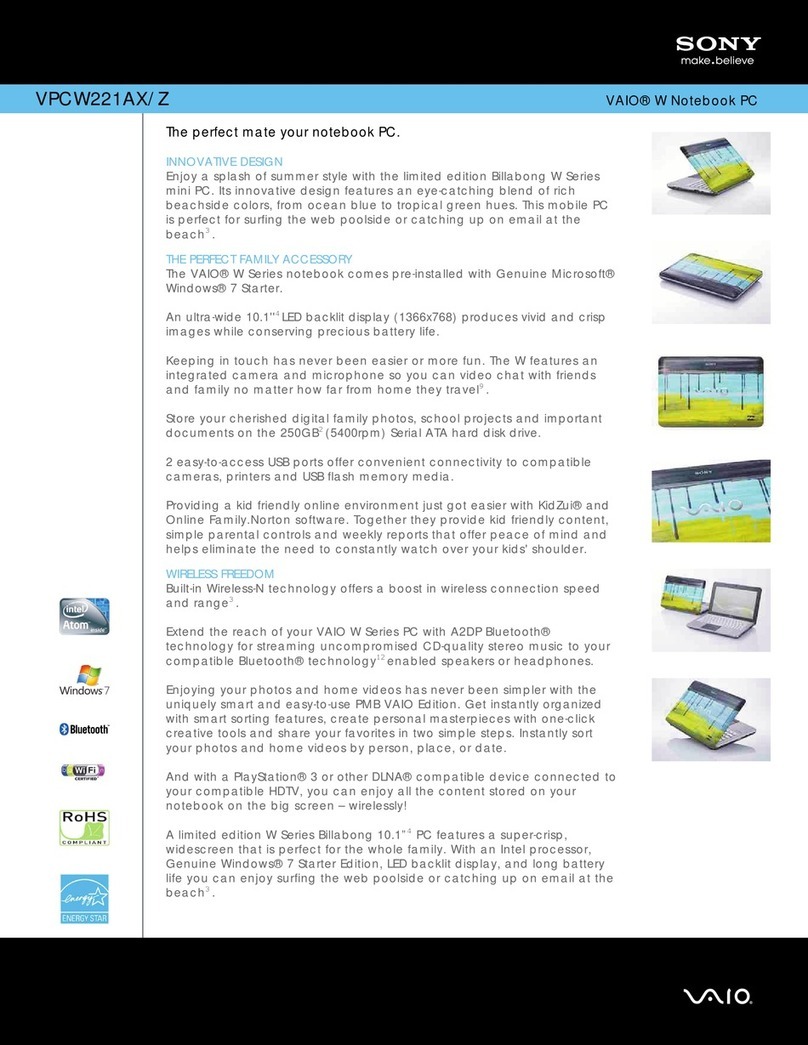 Sony VAIO VPCW221AX/Z User manual