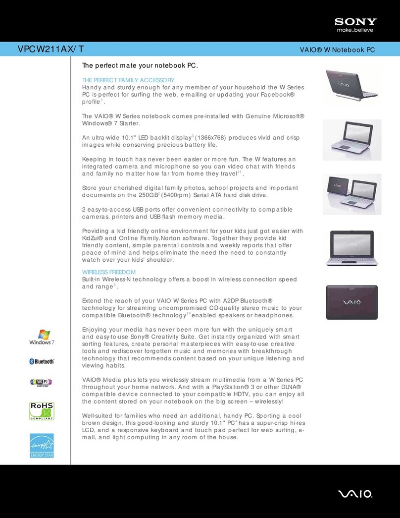 Sony VAIO VPCW211AX/T User manual
