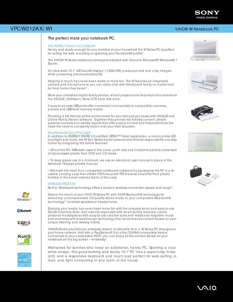 Sony VAIO VPCW212AX/WI User manual