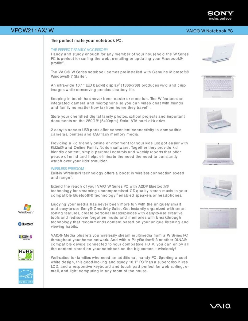 Sony VAIO VPCW211AX/W User manual