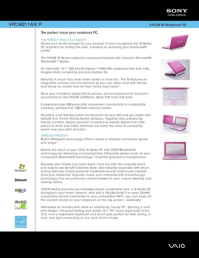 Sony VAIO VPCW211AX/P User manual