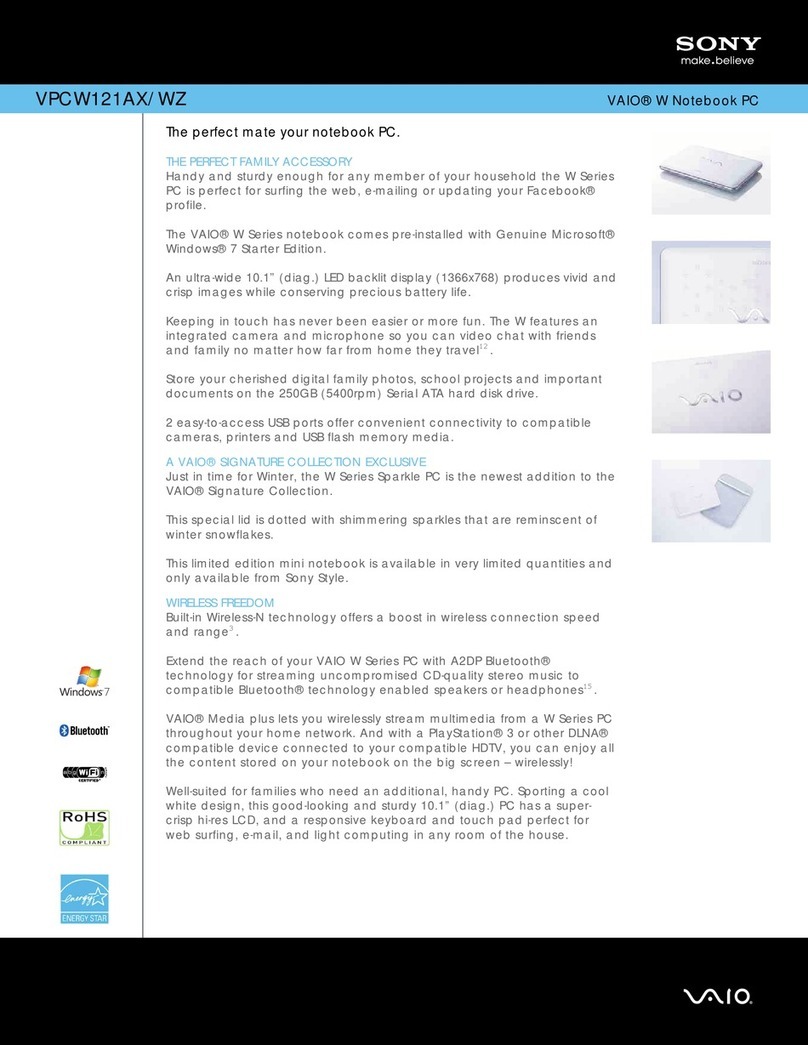 Sony VAIO VPCW121AX/WZ User manual