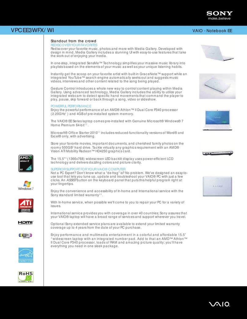 Sony VAIO VPCEE3WFX/WI User manual