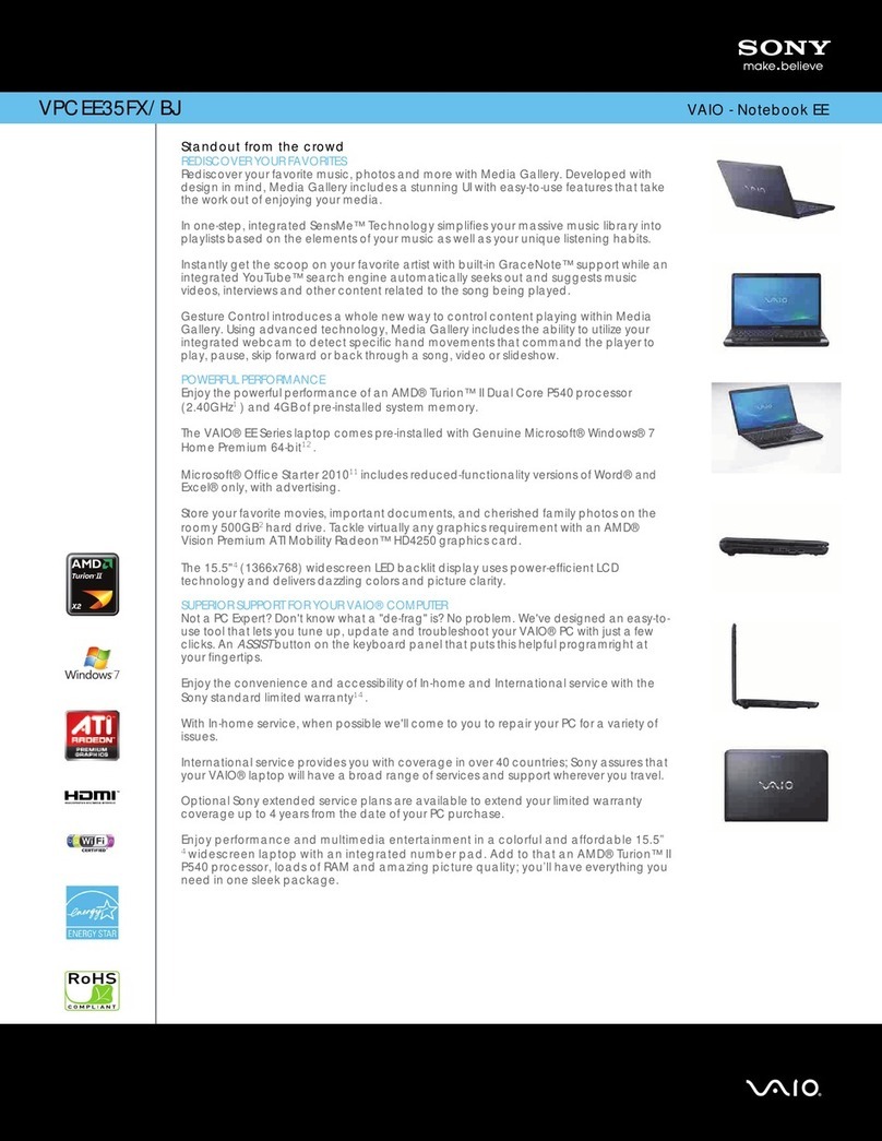 Sony VAIO VPCEE35FX/BJ Specification sheet