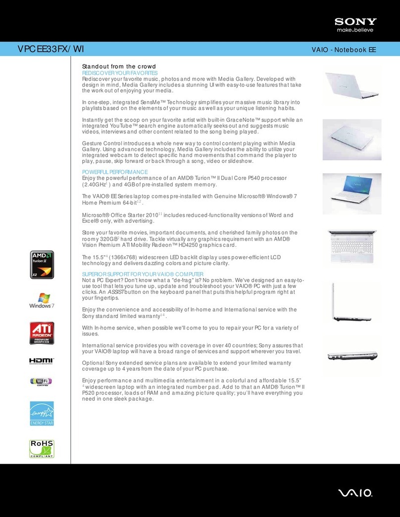 Sony VAIO VPCEE33FX/WI User manual