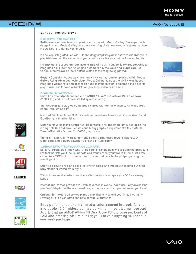 Sony VAIO VPCEE31FX/WI User manual
