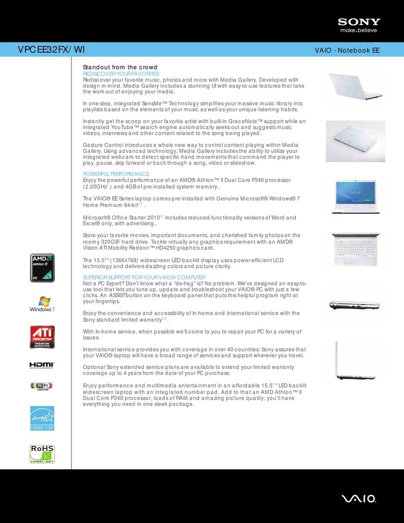 Sony VAIO VPCEE32FX/WI Specification sheet