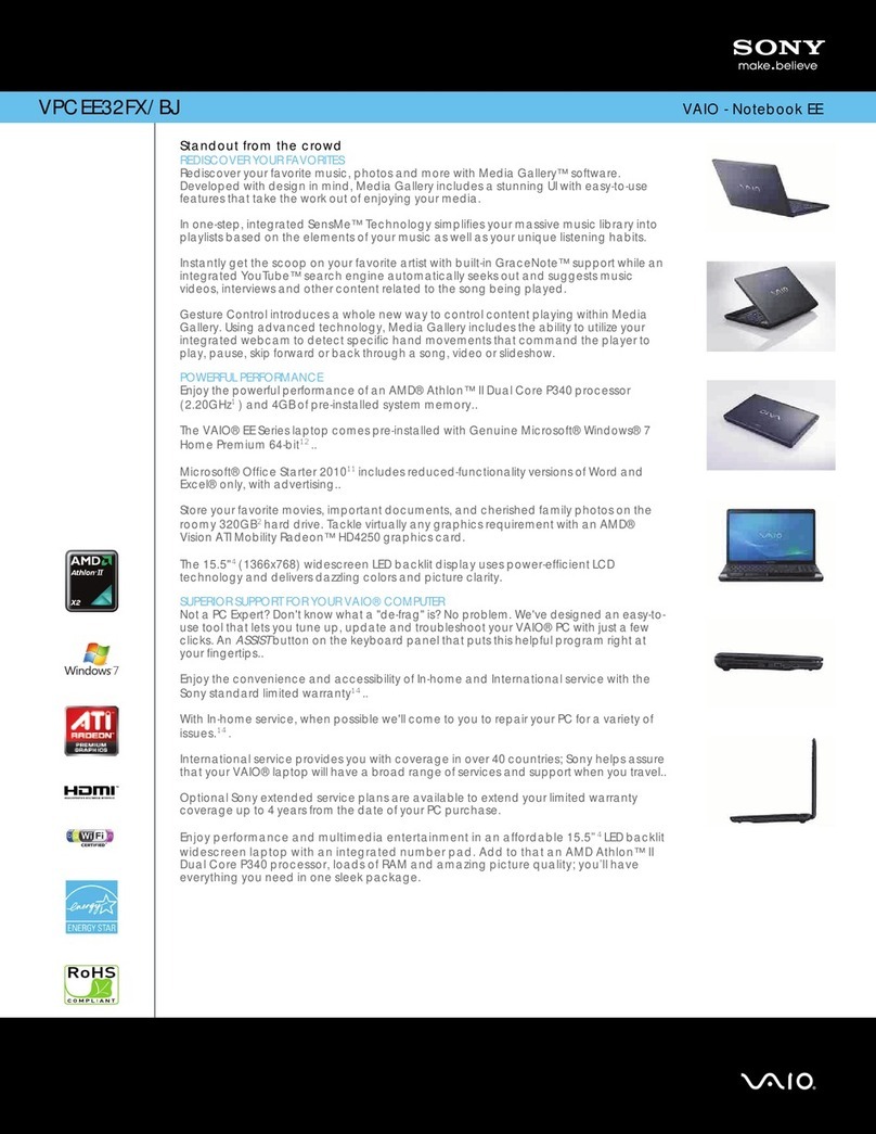 Sony VAIO VPCEE32FX/BJ Specification sheet